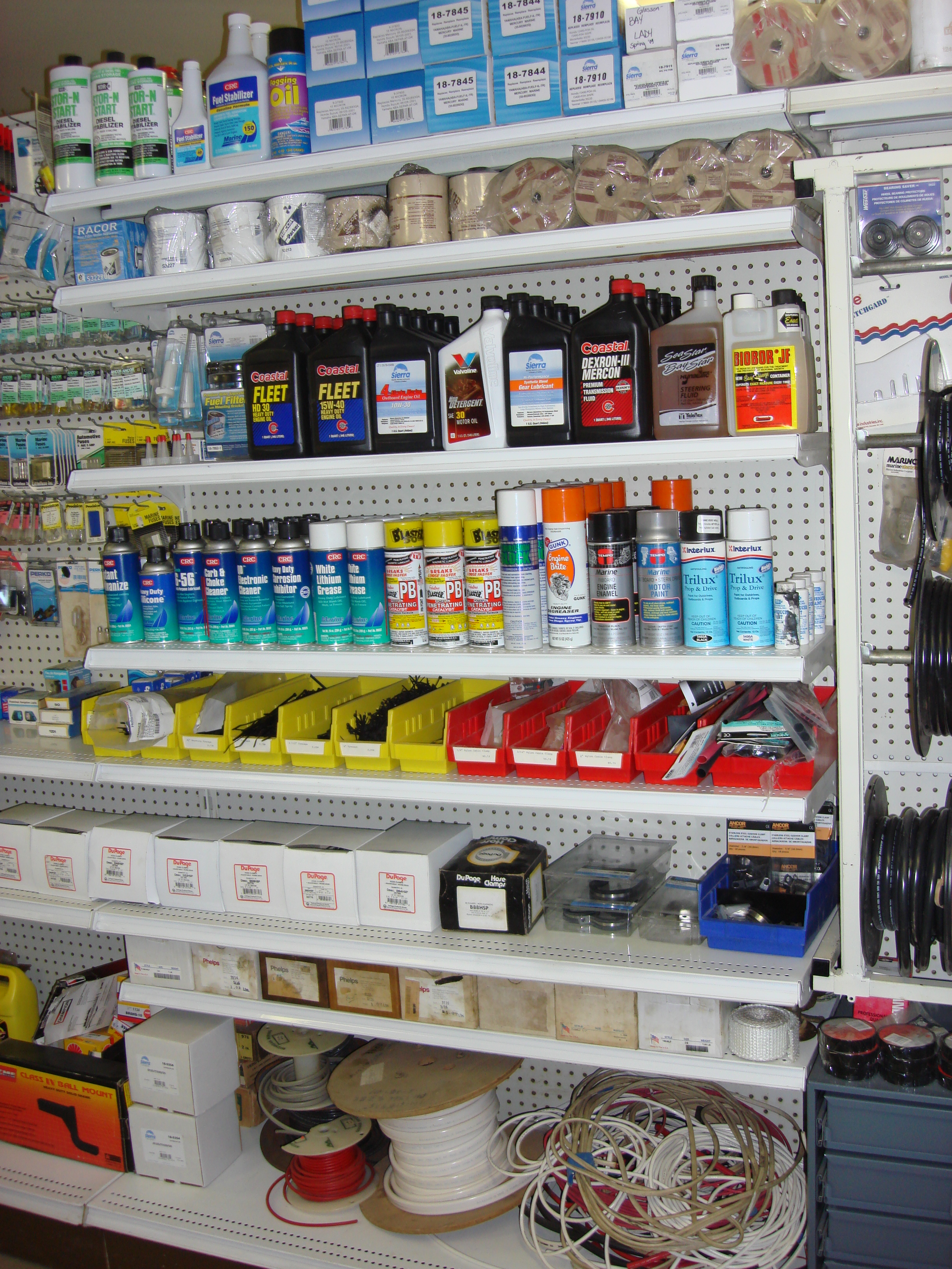 Electrical, hose clamps, filters, and oil.