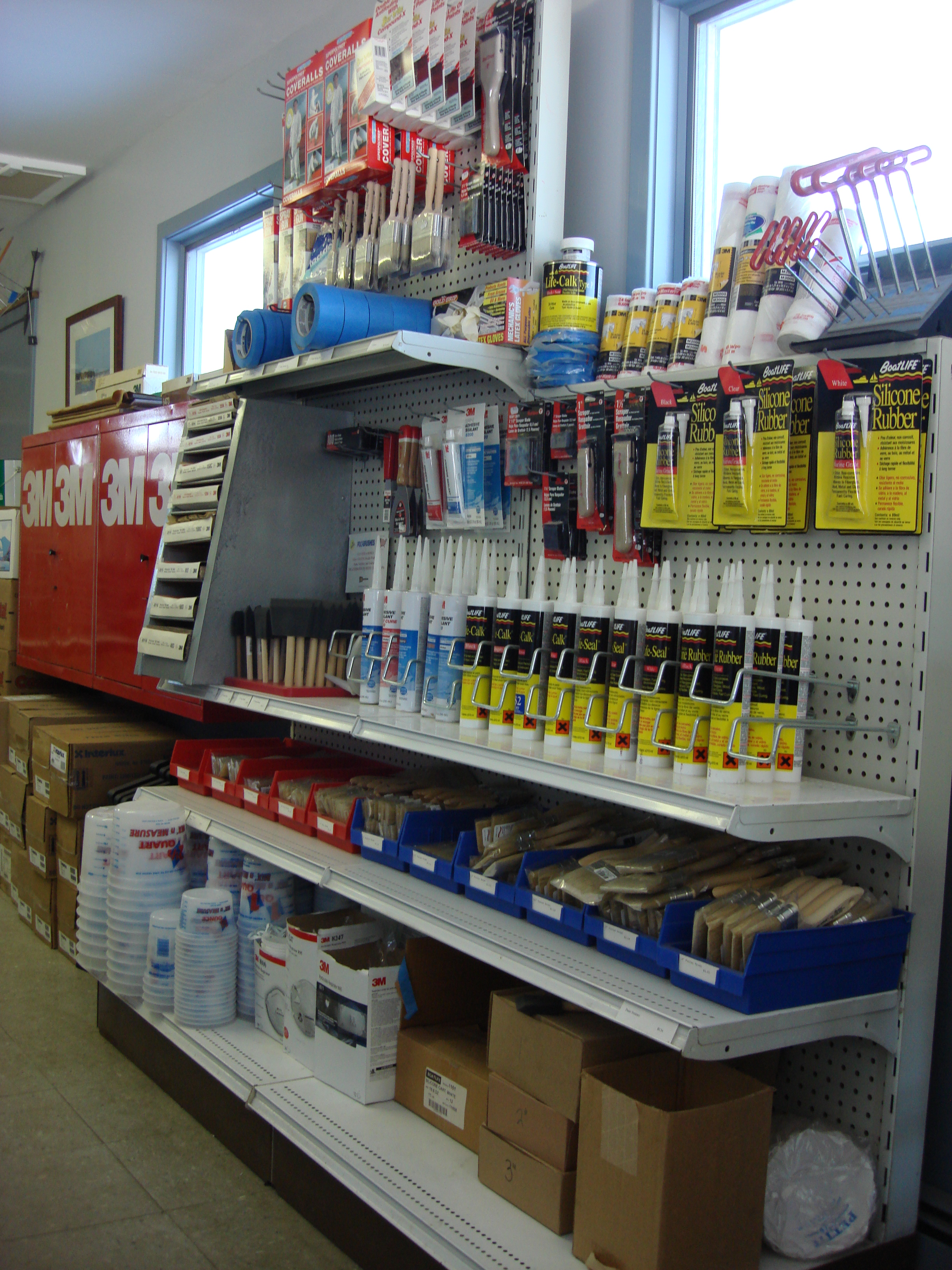 Caulk and paint supplies.